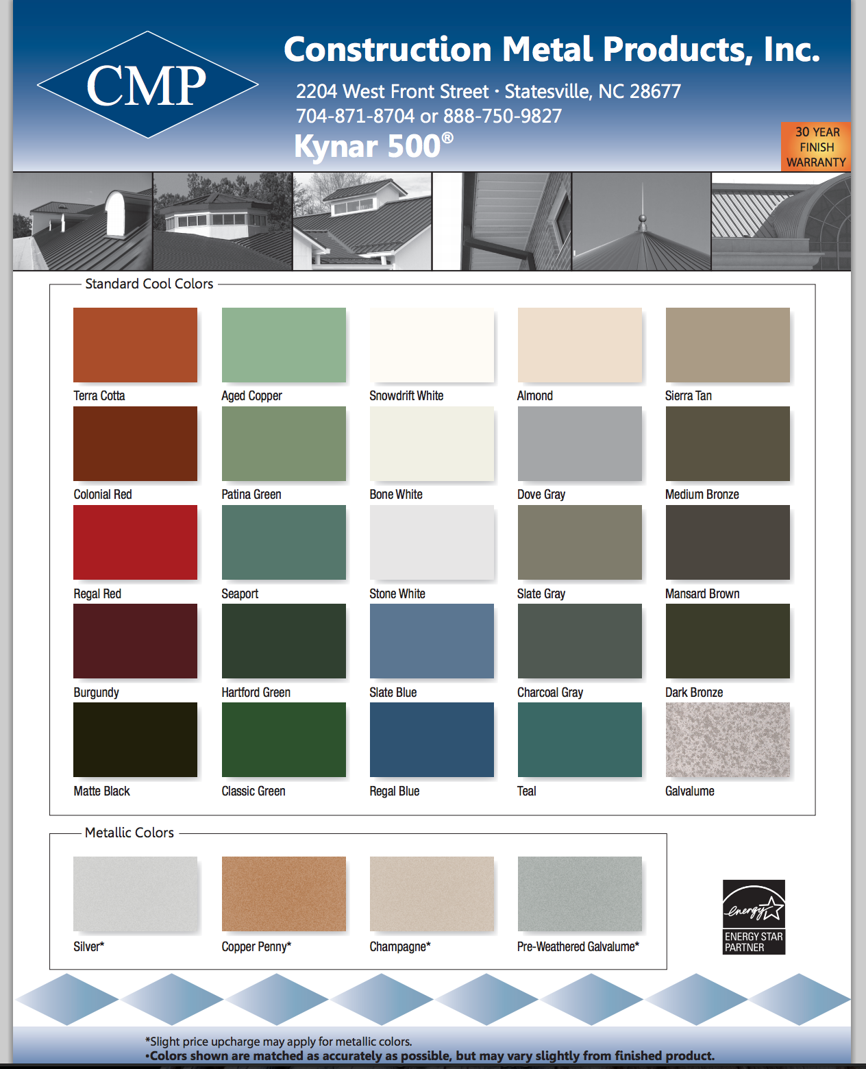 Construction Metal Products Color Chart
